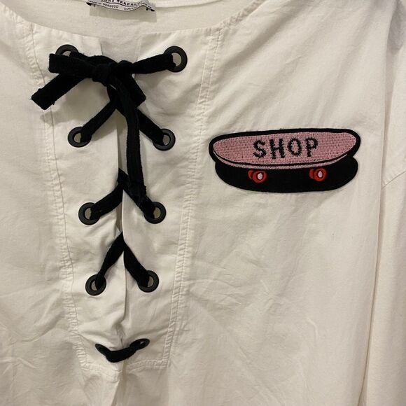 Zara Trafaluc Patch Blouse. Multicolor. Large - Picture 4 of 10